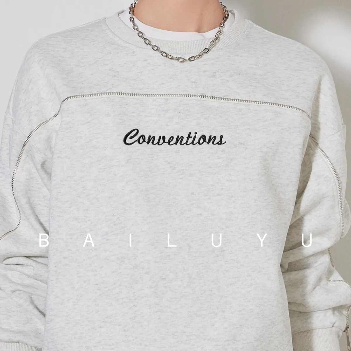 LOUIS YAO Women Pullover Sweatshirt 2024 Spring New Round Neck Long Sleeve Embroider Fashionable Loose Fit Casual Tops