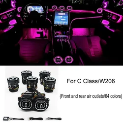LED Air Condition Air Vent Ambient Light Front Rear AC Air Outlet Nozzle Turbine For Mercedes Benz C Class W206 2022 C300 C200