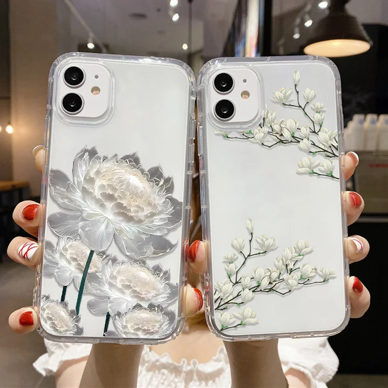Funda de Flores para iPhone 17 Case iPhone 15 13 14 18 11 12 16 Pro Max 7 8 Plus 13 Mini XR SE Silicona Suave Transparente 4