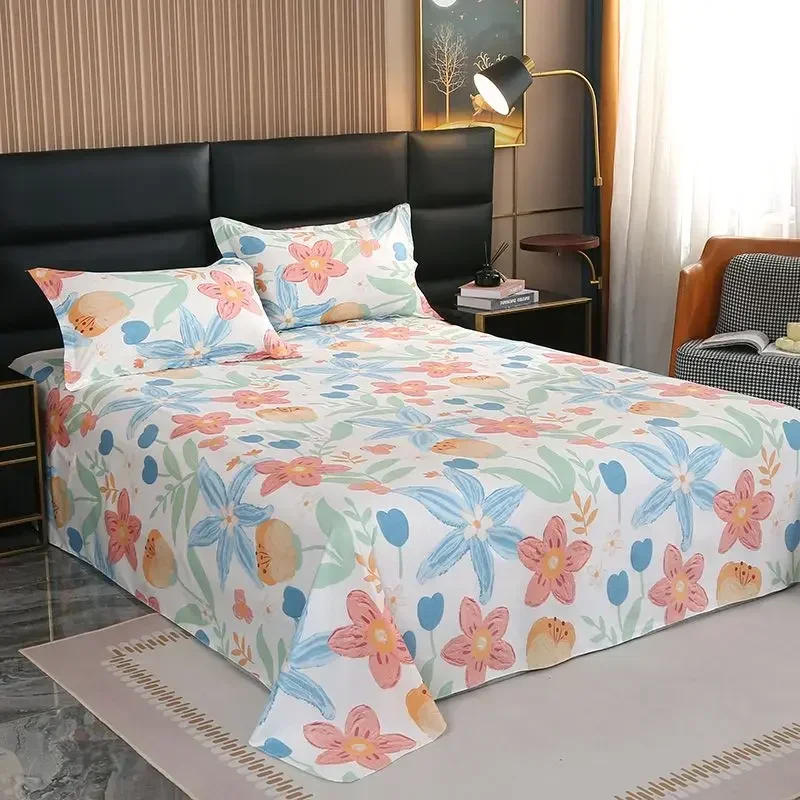 Plus Size Creative Flowers Bed Linen Set Skin Friendly Printed Bedspread Home Double Queen Size Bed Sheets and Pillowcases