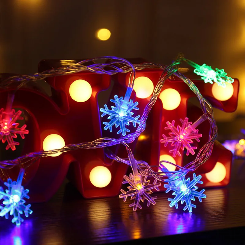 Battery Powered Fairy String Light Snowflake Lights String Christmas Fairy Light Room Decoration Wedding Party New Year's Decor