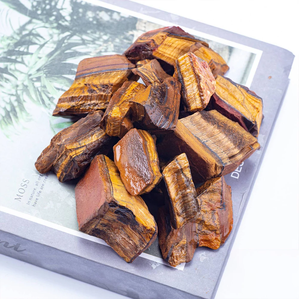 

50-200g natural tiger eye quartz stone coarse mineral raw stone yellow mineral specimen fish box decorative landscape raw stone