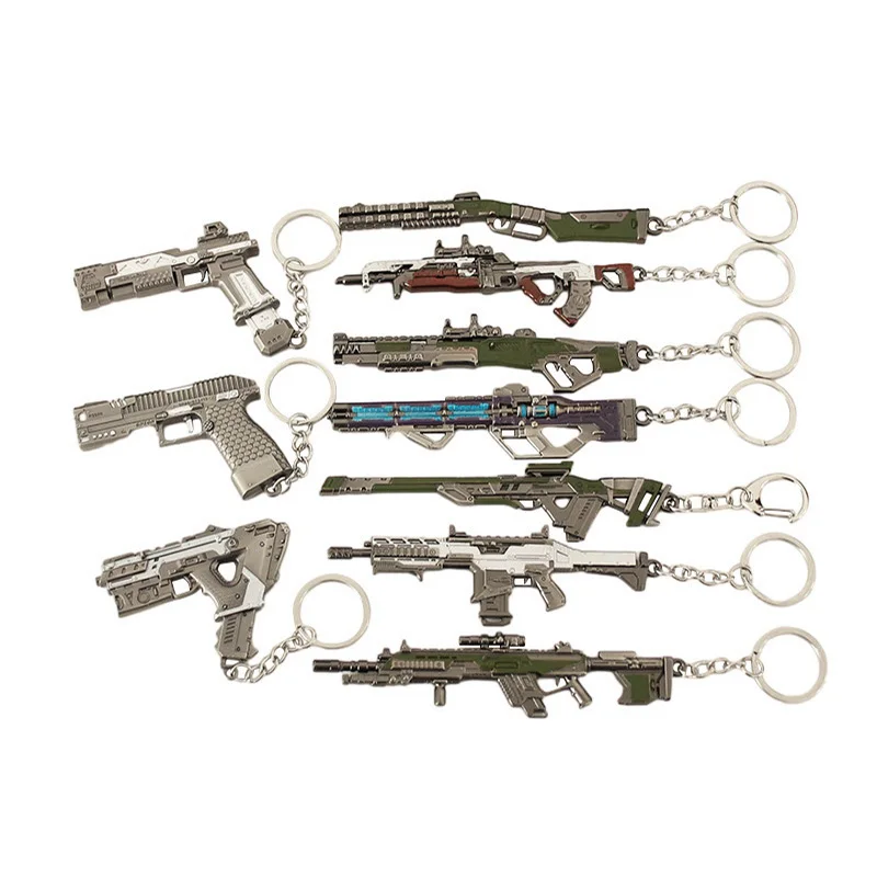 Apex Legendes Weapon Model Keychain for Men Boys G7 VK-47 R99 RE-45 Heirloom Metal Pendant Key Ring Fans Car Bag Decor Jewelry