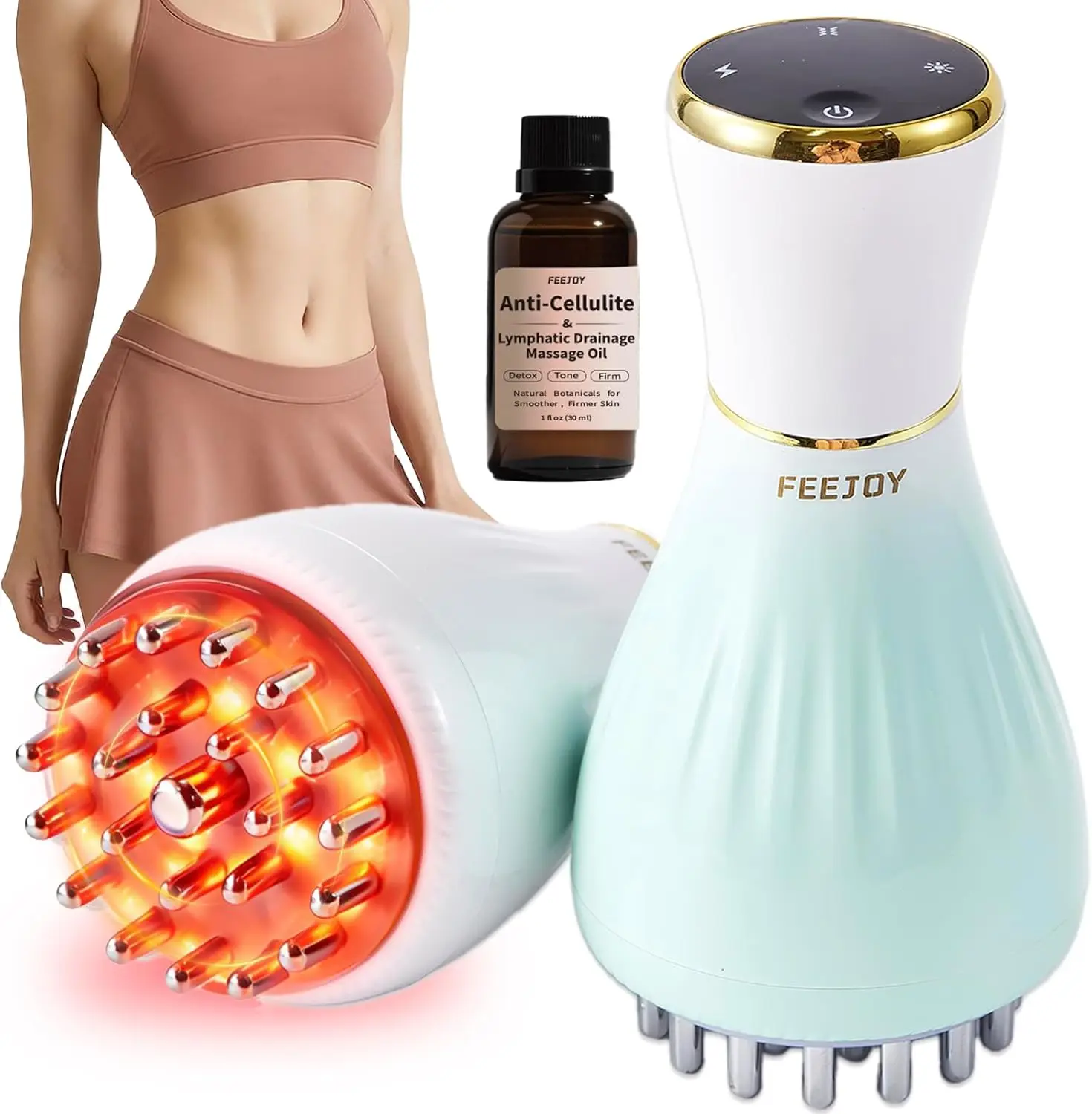 

Lymphatic Drainage Massager with Heat, Vibration & Light for Cellulite Reduction on Legs, Arms, Belly