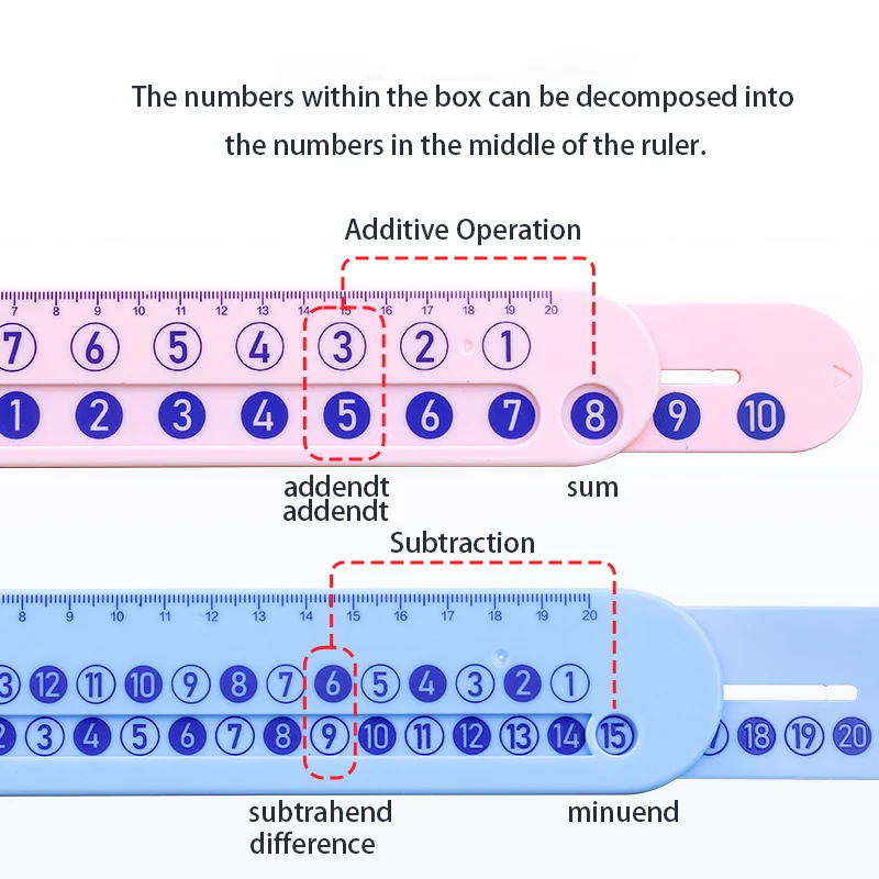 Plastic Math Decomposition Ruler Within 20 Random Color Subtraction Ruler Teaching Demonstration Portable Addition Ruler