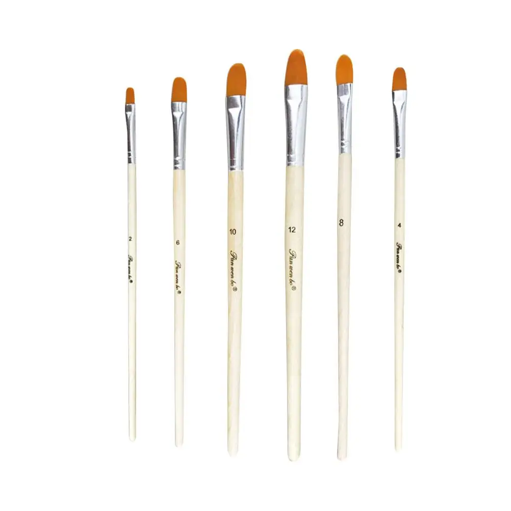 6 Pcs Compressor Paintbrushes Drawing Mix Beetles Gel Polish Bamboo Nylon Painting Child