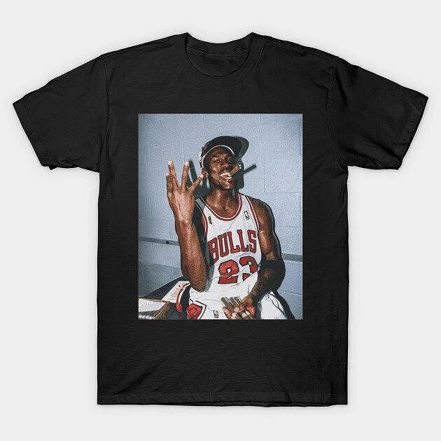 Man Black Cotton TShirt Basketball Player Vintage Casual Athletic Retro Style