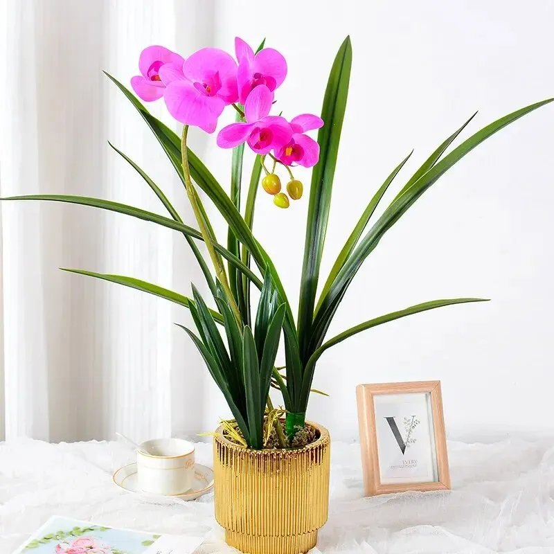 Realistic Soft Silicone Orchid Leaves Phalaenopsis Leaves Home Living Room Flower Decoration Artificial Plants