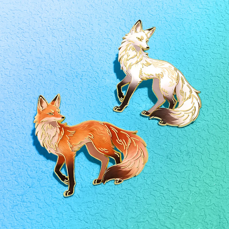 Cartoon Fox Pin 2-design Enamel Cute Fox Animal Metal Pin For Clothes Backpack Lapel Badge Brooch Friends Gifts
