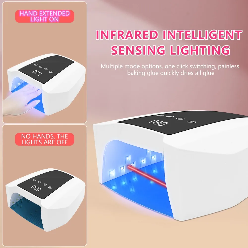 72W krachtige oplaadbare nagellamp draadloze gellakdroger UV-licht voor nagels manicure licht draadloze nagel UV LED-lamp