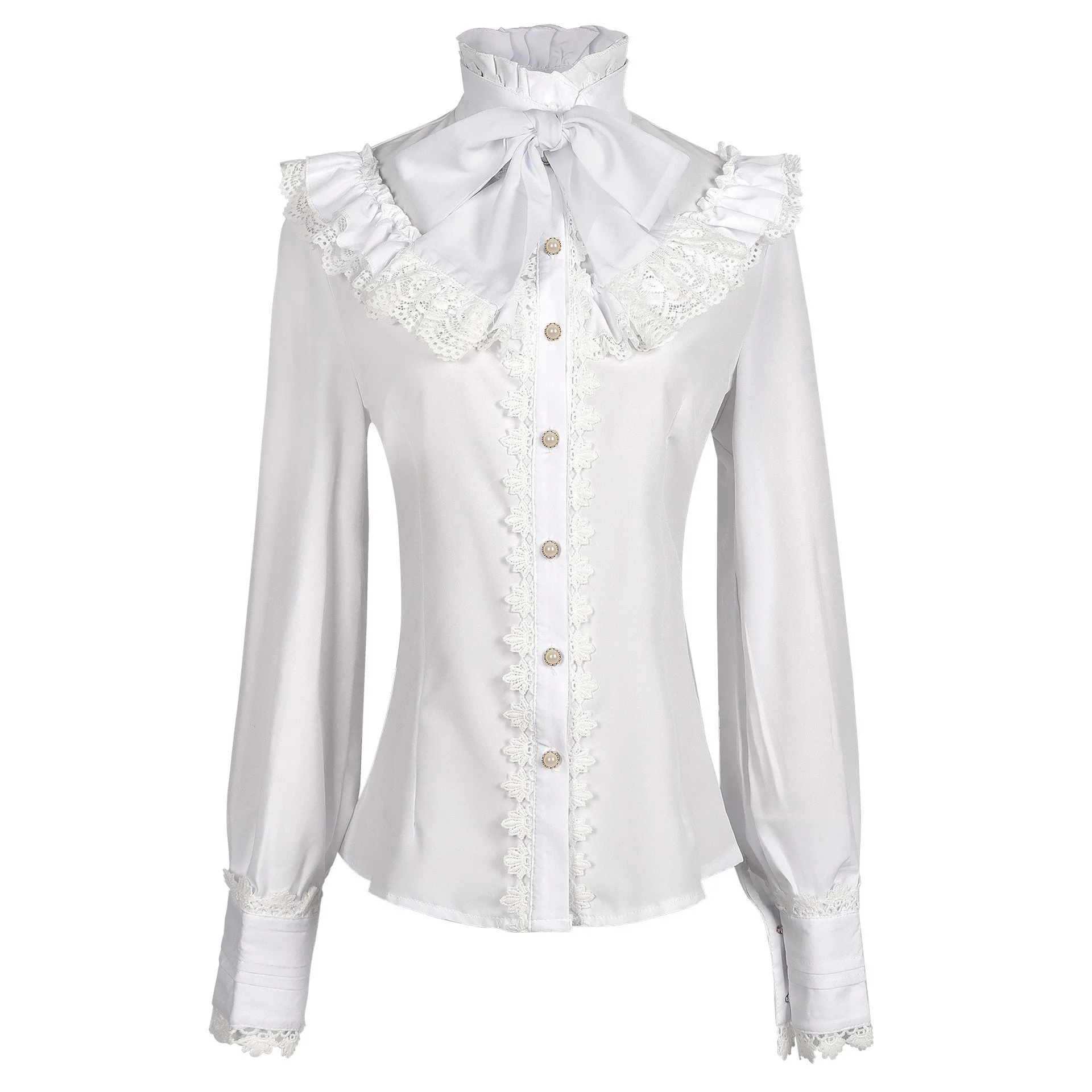 

Medieval Blouses Victorian Shirt Cosplay Lolita Retro Long Sleeve Lace Embroidered Tops Party Costumes Blouses
