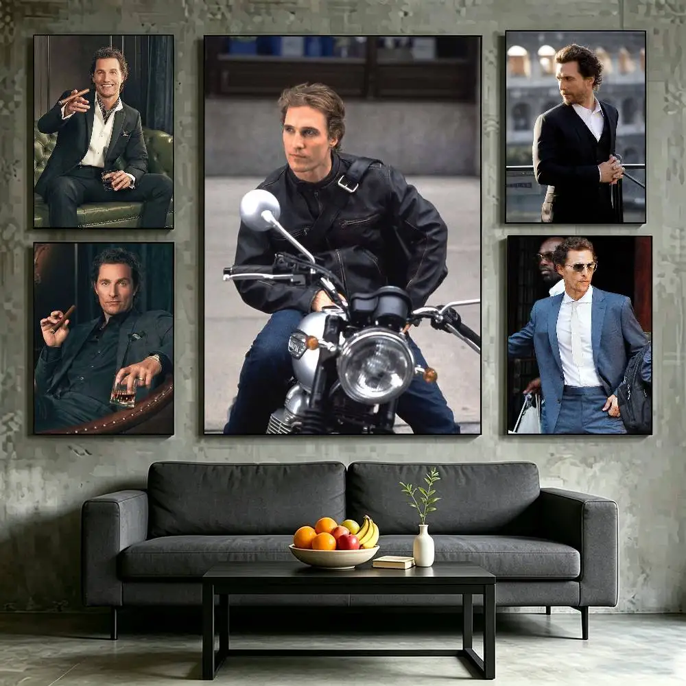 A-Actor Matthew McConaughey Poster Waterproof Wall Art Sticker For Bar Living Room Vintage Decor High Quality Print Gift