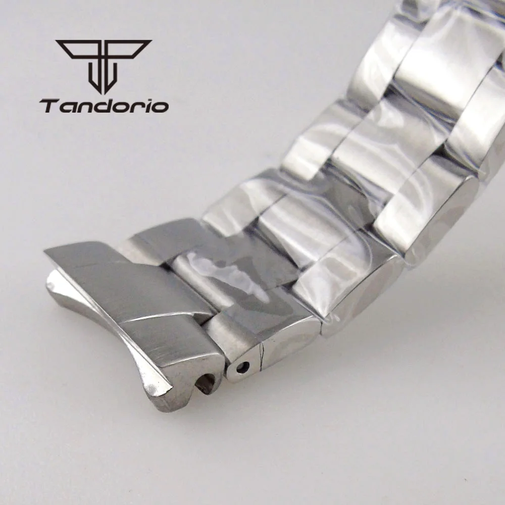 New Curved End Stainless Steel Watch Bracelet Folding Clasp Fit for Tandorio 62mas Diving Wristwatch