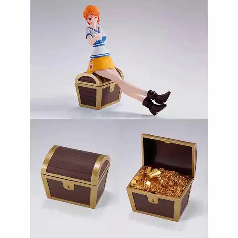Figura de Anime Bandai Original SHF de alta calidad, figuras de acción de Anime de One Piece Nami romántico amanecer, juguetes para niños/niñas/niños