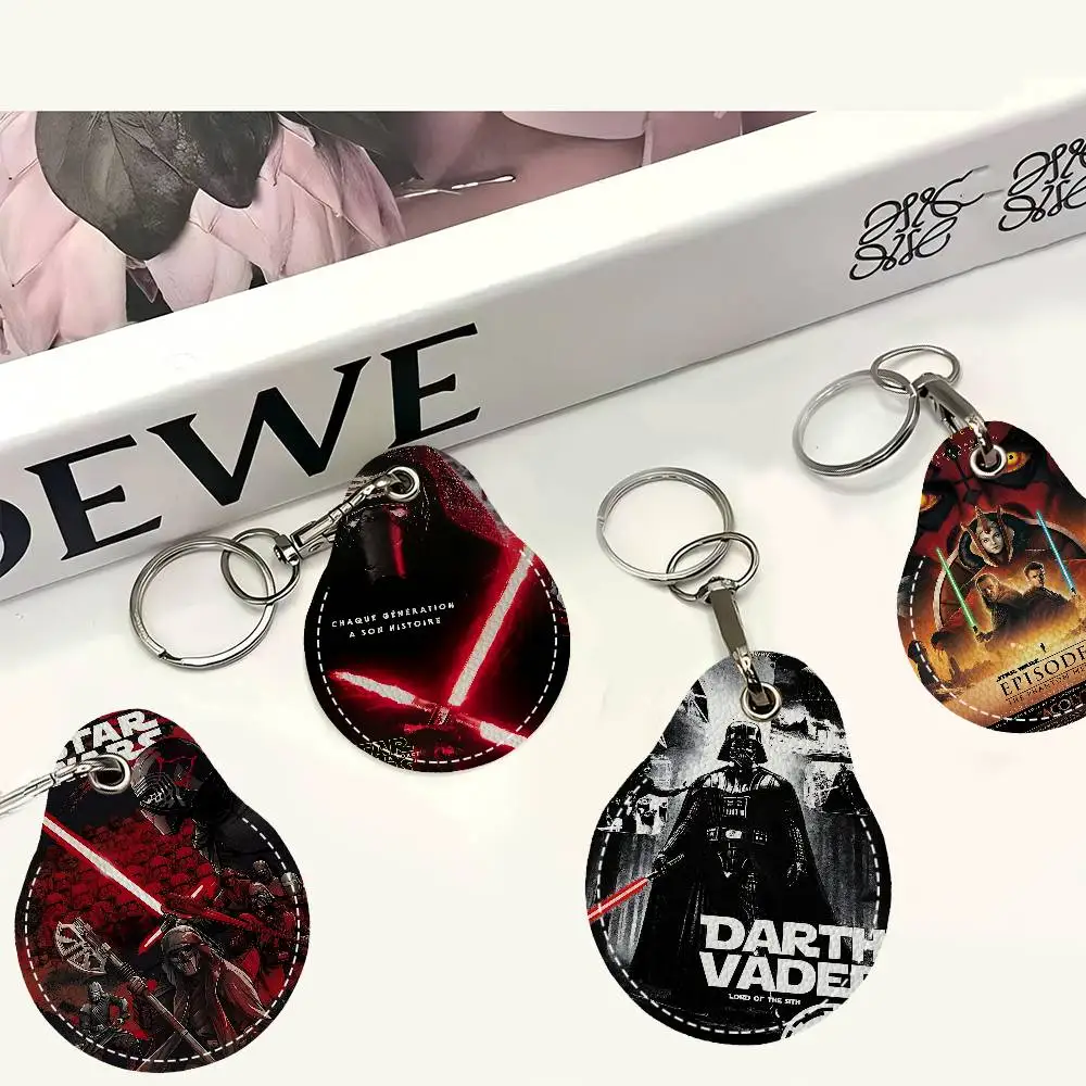 

Film S-Star W-Wars Men And Womenn Universal Antirust Keychain PU Learther Access Card Holder Drop Key Tag Ring