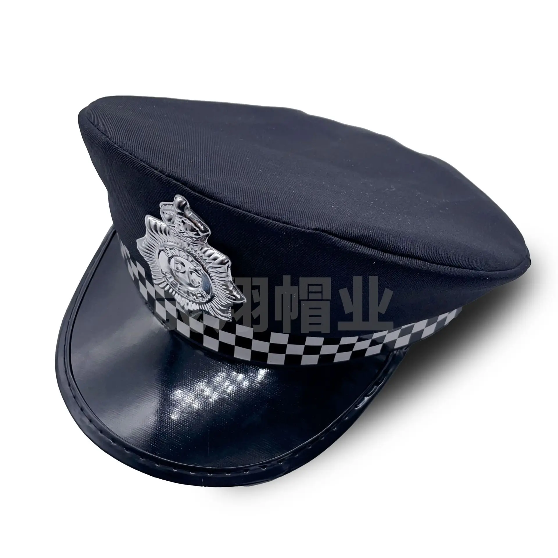

Military Hat Army Peaked Police cap black role-playing checkered octagonal black white flat-topped 8M137