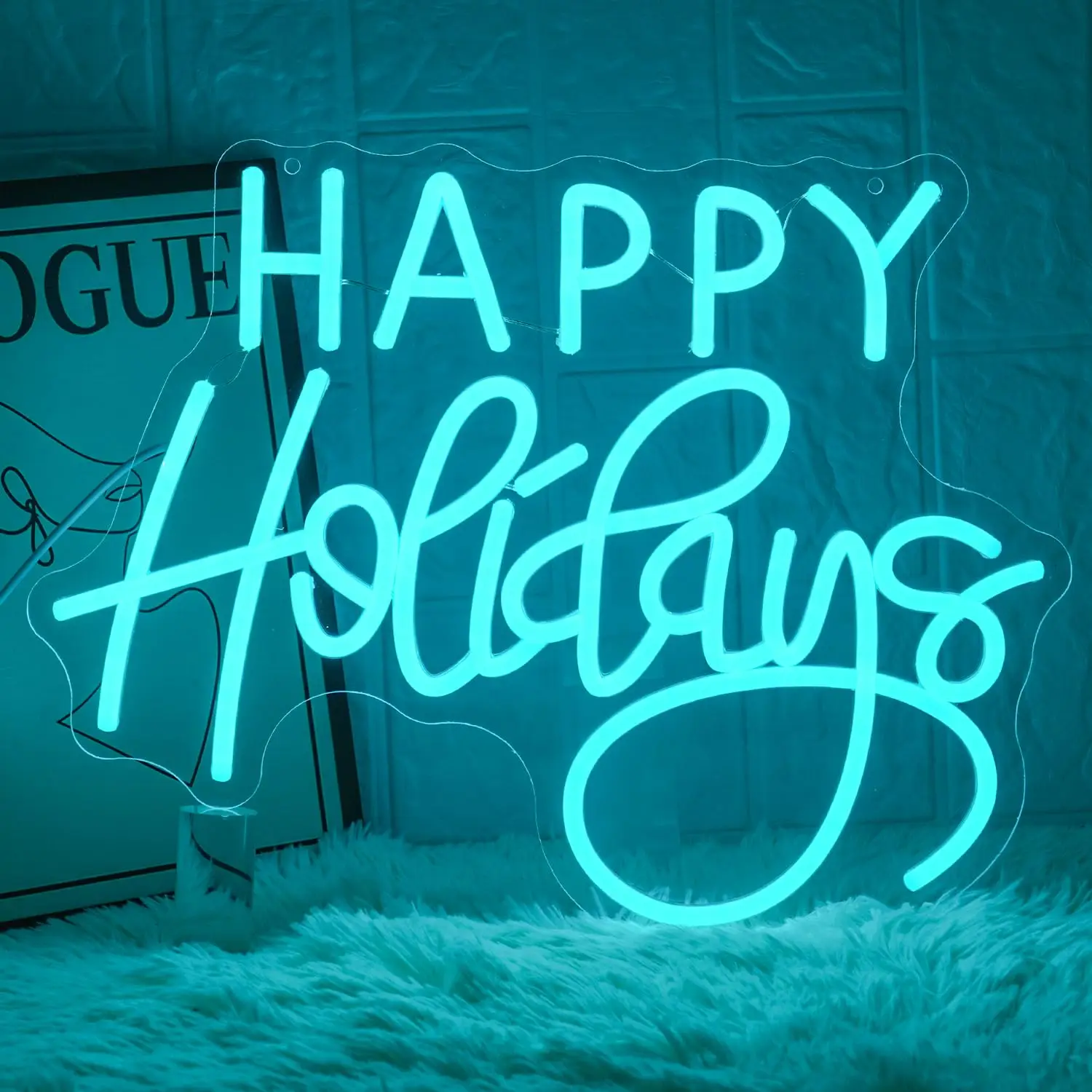 Happy Holidays Neon Sign for Wall Decor Holiday Lights Dimmable LED Christmas Neon Signs for Christmas, Thanksgiving, New Year