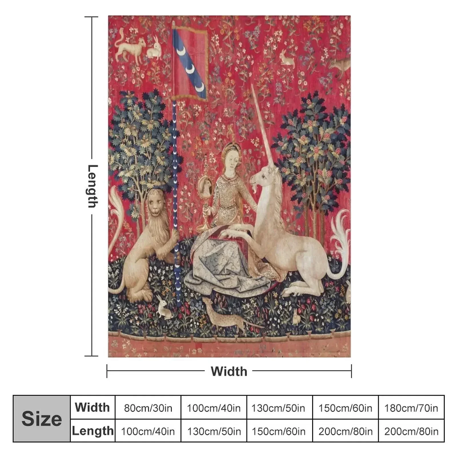 Lady and Unicorn Medieval Tapestry Five Senses - Sight Throw Blanket Kid'S Bed covers Blankets