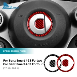 Real Soft Carbon Fiber Steering Wheel Trim Sticker For Mercedes Benz Smart 453 Fortwo/Forfour 2016 2017 2018 2019 2020 2021-2024
