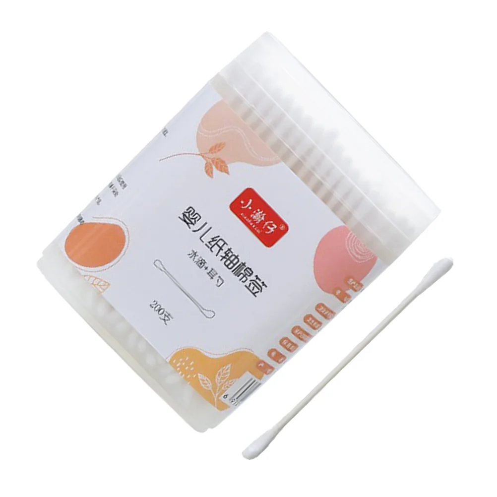 200 Pcs Cotton Applicator Swabs Baby Ear Cleaning White Absorbent