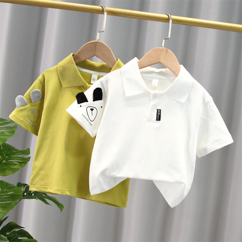 Children's cotton short-sleeved T-shirts boys and girls summer dress baby fashionable cotton blouses in children's POLO shirts f