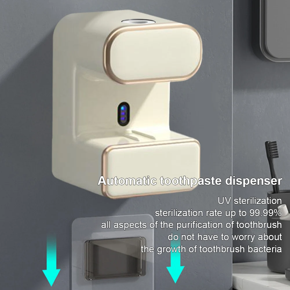 Automatic Toothpaste Dispenser Smart Sensor Electric Toothpaste Dispenser USB Charging Toothbrush Storage Holder for Kids Adults