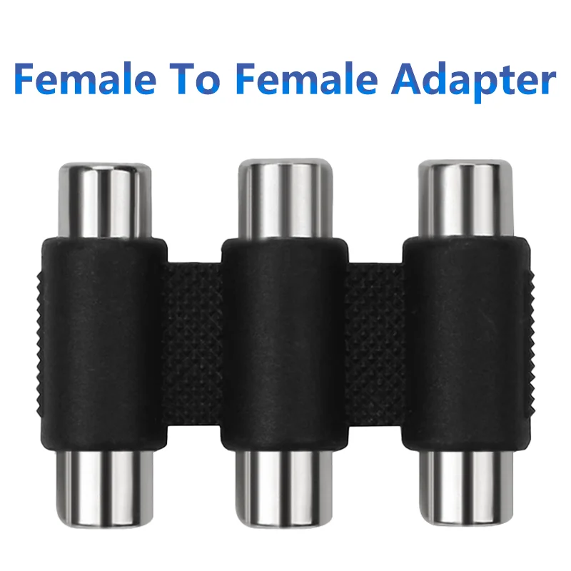 5PCS 3 RCA AV Coupler Adapter 3RCA Female to Female Audio Video Connector With Black Molded Plastic Socket Extension Converter