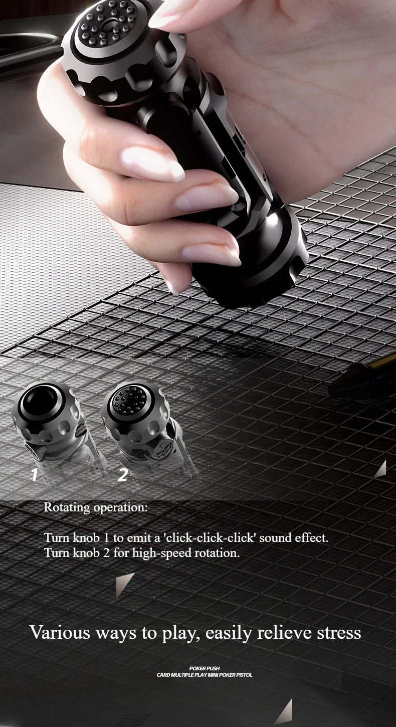 Stun Grenade Fidget Spinner Miniatur-Pistole, Spielzeugpistole mit ausziehbaren Muscheln, Stressabbau-Fingerspielzeug für Erwachsene und Kinder, beste Geschenke – Detail 5