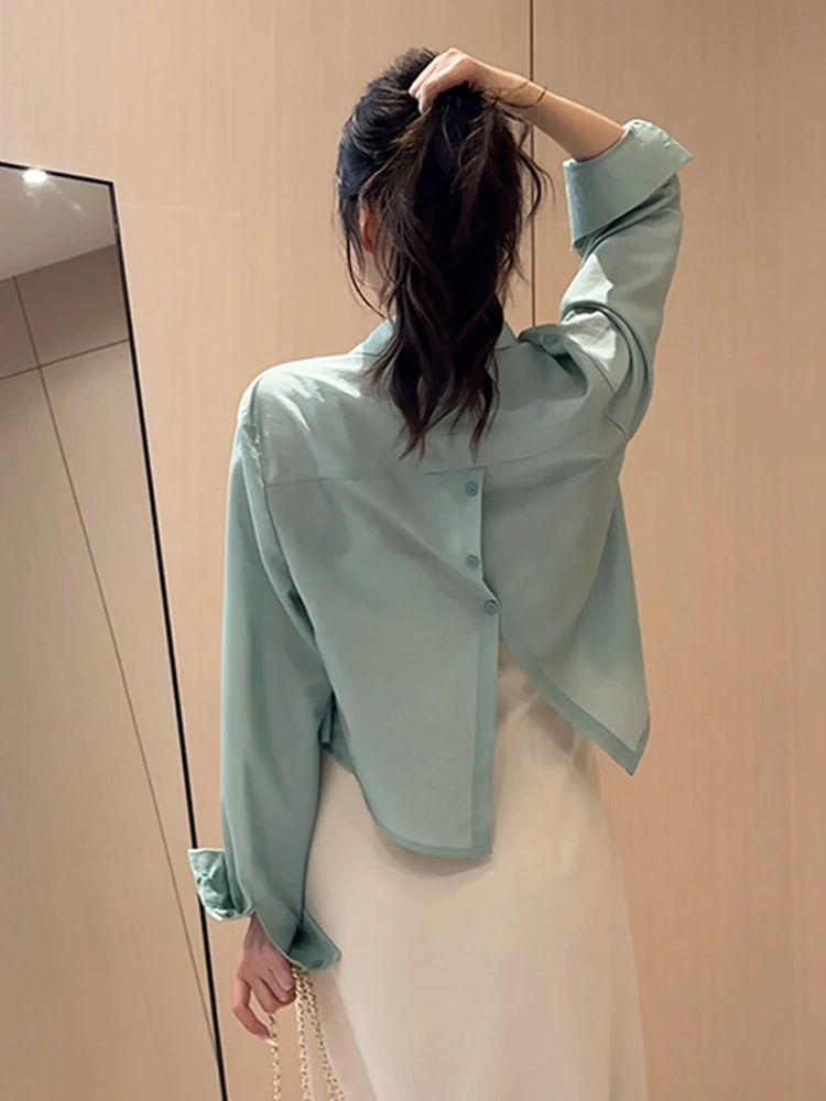 

Early Autumn Women's Sun Protection irt Thin Summer Design Sense Top Polyester Viscose Blend Long Sve Collar Pure C...