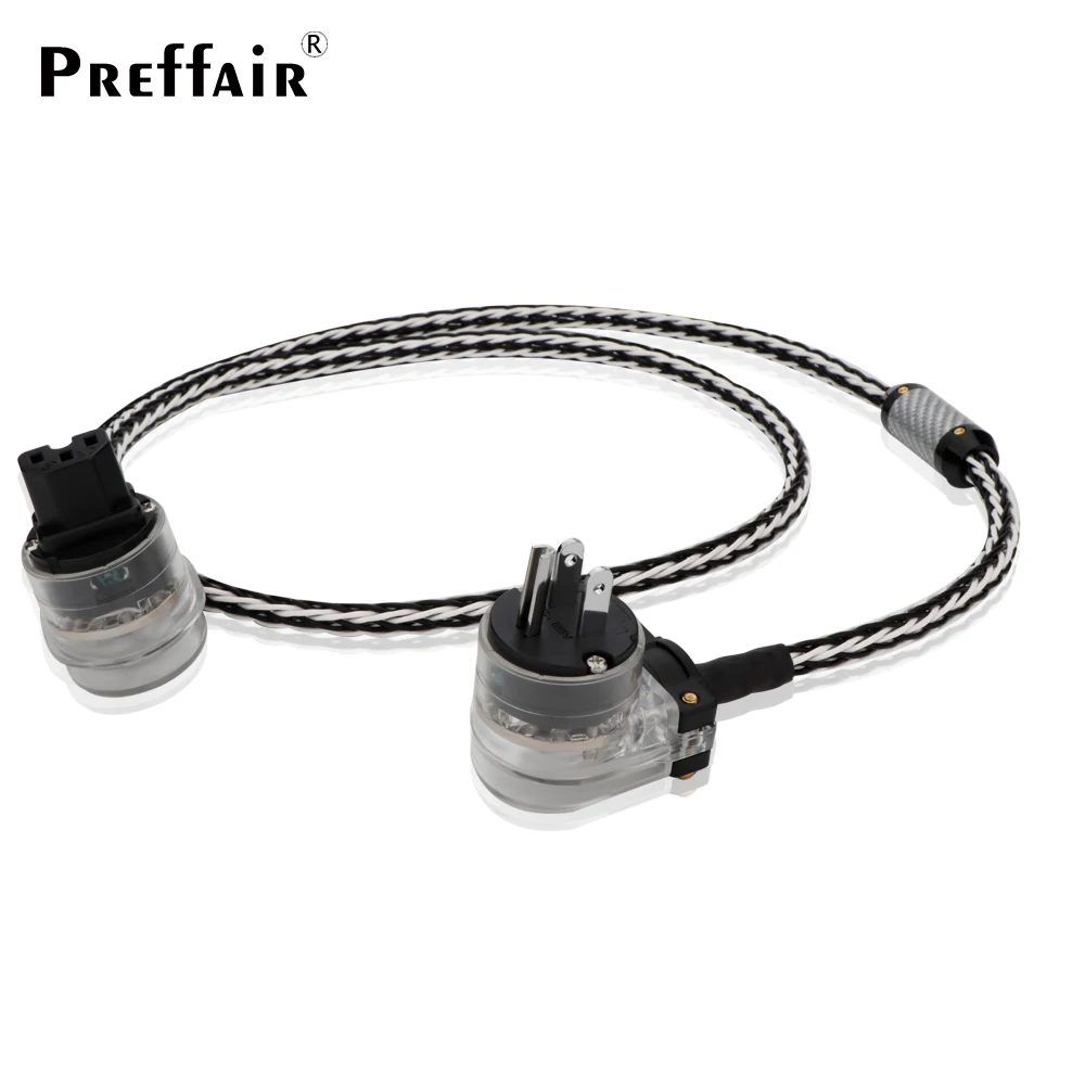 

Preffair High Quality OCC Conductor Power Cord with US/EU Rhodium Plated Right Angle Connector Plug Audiophile Hi-Fi Power Cable
