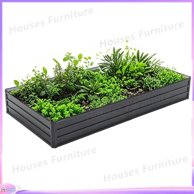 8x4x1ft Large Galvanized Metal Raised Garden Bed Outdoor Planter Box High Flower Bed for Vegetables Herbs Plants Heavy Duty