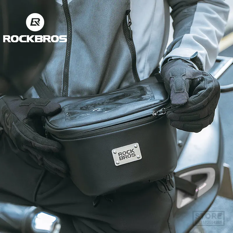 

ROCKBROS Motorbike Bag Front Storage Telephone Touch Screen Waist 2L Large Capacity With Rain Cover Handlebar Bike Accessory