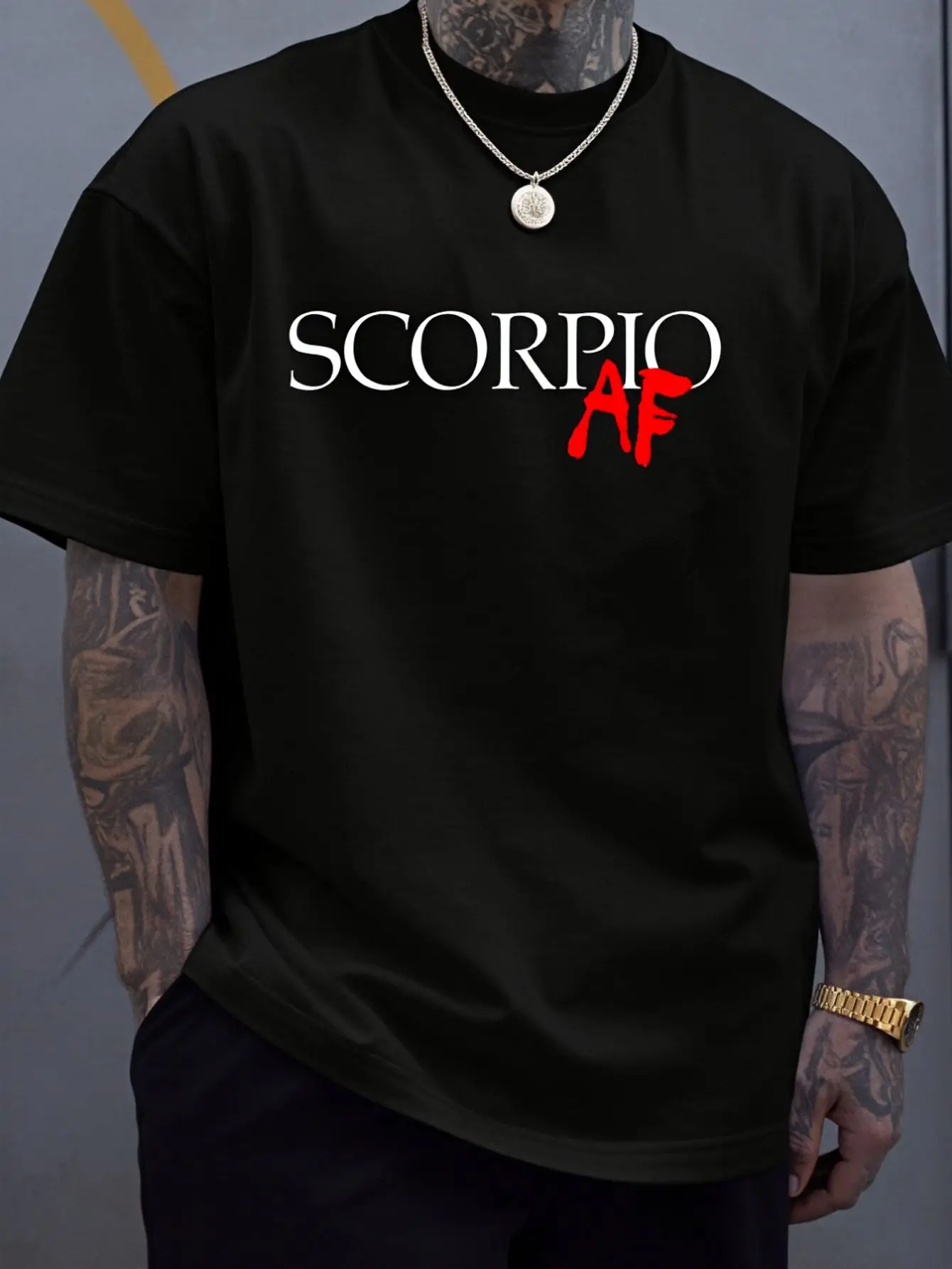 100% Cotton Scorpio AF Zodiac Star Sign Astrology Minimalist T-Shirt Women's Men's Graphic Tee, Causal Tops Fashion Tshirt