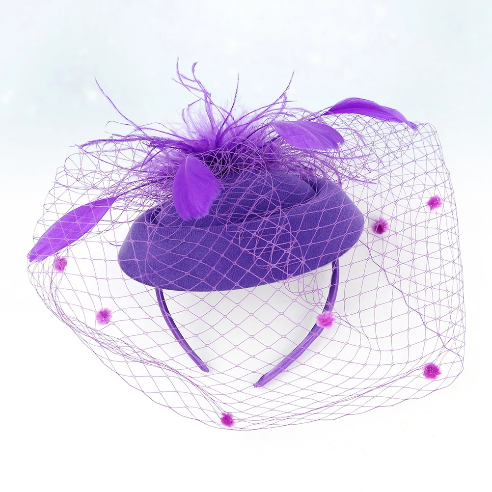 

Gauze Beret Hair Decoration Purple Wedding Bridal Headdress Vintage Photo Prop Travel Accessories Ladies Headwear