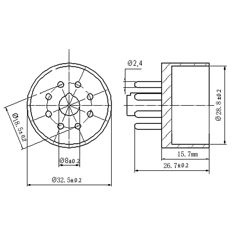 1 PCS 8 Pins Bakelit Rohr Buchse S8AES Bakelit Rohr Basis Für EL34C EL34 Vakuum Rohr Verstärker