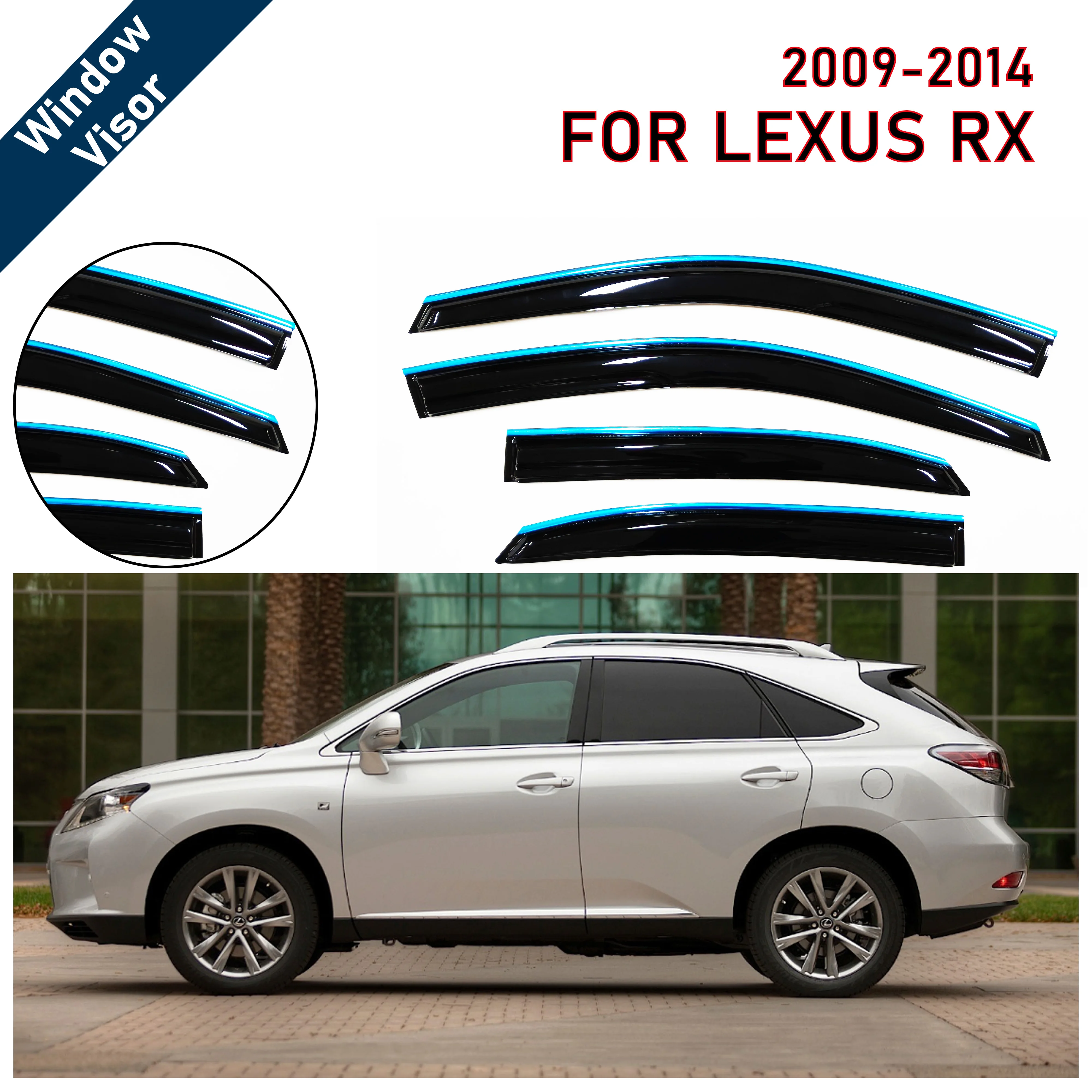 

Window Visor for Lexus RX270 350H 450H 2009-2014 | 4pcs Rain Guard Wind Deflector | Car Weather Shield Accessory