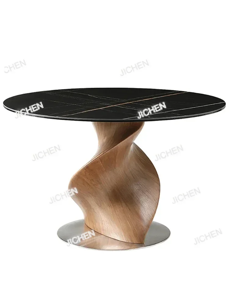 

JTC HSDining Table Круглый ореховый светлый роскошный обеденный стол из стекла