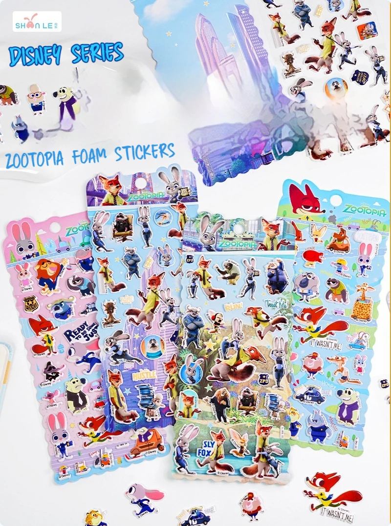 3D Zootopia 만화 주디 닉 스티커 어린이 수제 보상 스티커 휴대 전화 케이스 태블릿 장식 컵 스티커 선물