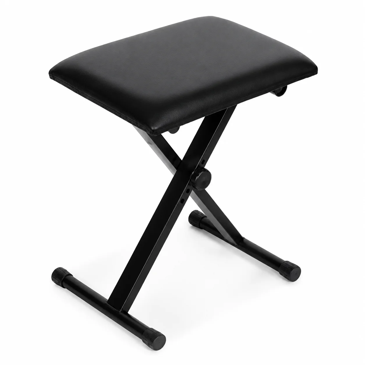Foldable Piano Bench Lightweight 2.34KG 4-Level Height Adjustable PU Leather Padded Seat X-Frame for Keyboard Lessons Black