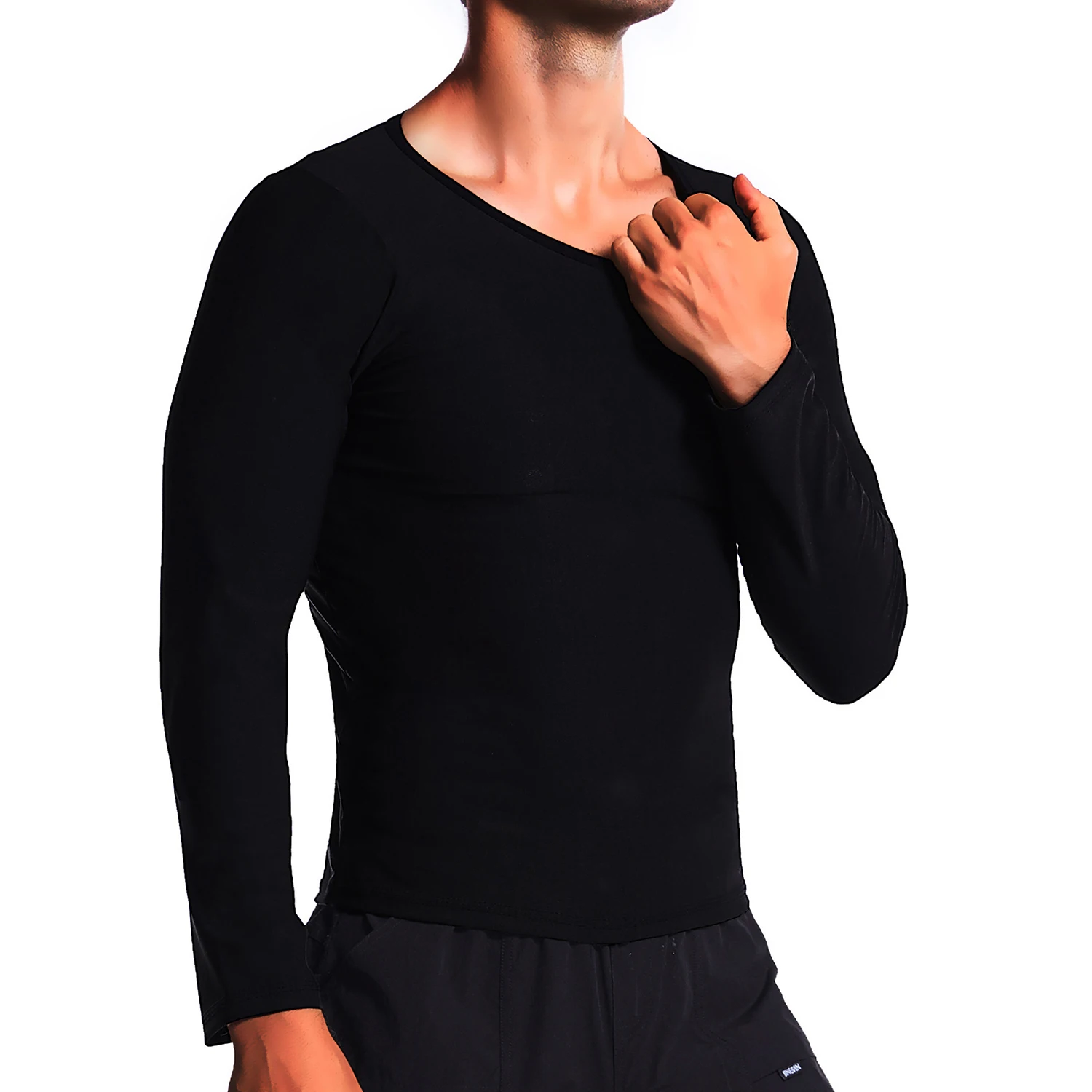 1 PC ซาวน่าเสื้อสําหรับชายแขนยาวสําหรับเหงื่อ Body Shaper TOP เสื้อยืด Body Shaper เสื้อสําหรับออกกําลังกายกีฬาการออกกําลังกาย