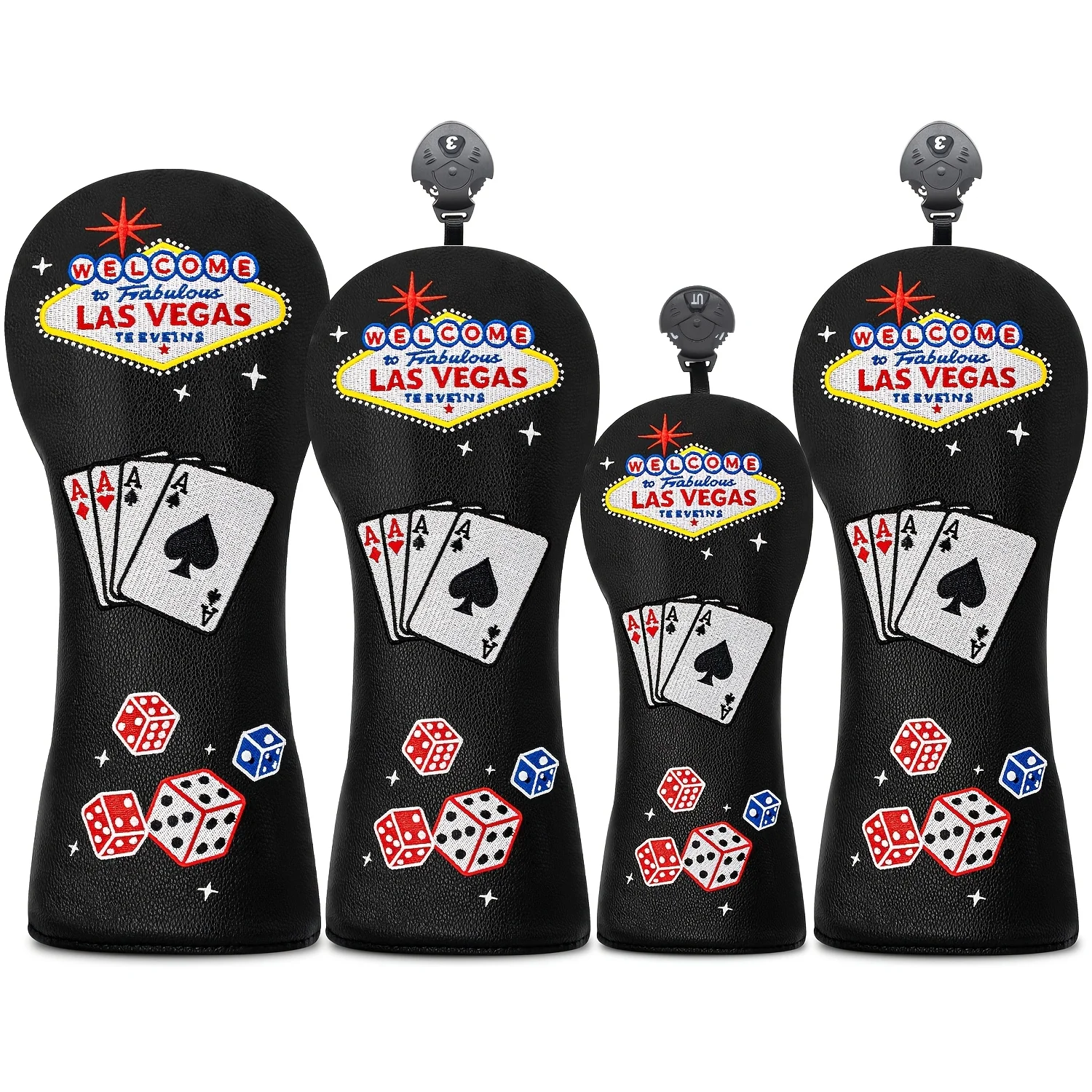 1pc/4pcs Golf Head Covers Compatible for Driver, Fairway Wood & Hybrid - of Spades, Clubs, Hearts, Diamonds Design