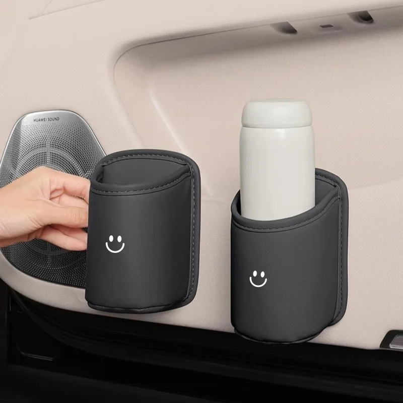 Smiley Face Car DoorPUWater Cup Holder, Large Opening Design, Easy to Access, Durable Interior Accessories for Cars