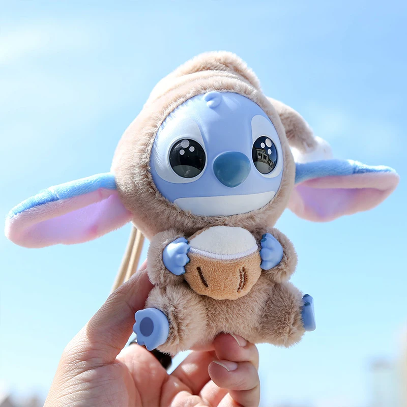 Kawaii Accessories Stitch Plush Toy Lilo&stitch Keychain Keyring Doll Eat Something Before Sleep Series Backpack Pendant Girl