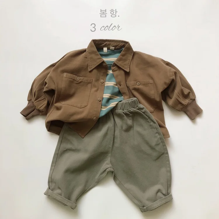 Ins 2024 Autumn Toddler Boys Trousers Cotton Solid Loose Elastic Waist Versatile Kids Boys Pants Simple Casual Children Boy Pant