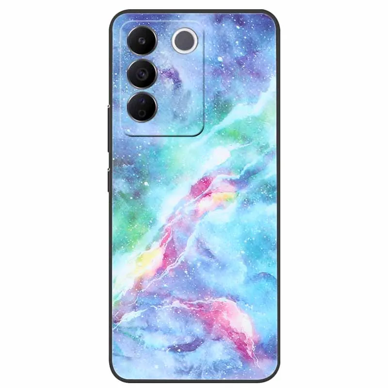 Phone Cases for Vivo T2 Case Black TPU Bumper Soft TPU Silicone Covers for Vivo T2 4G Protective Para T 2 Luxury Marble Printing