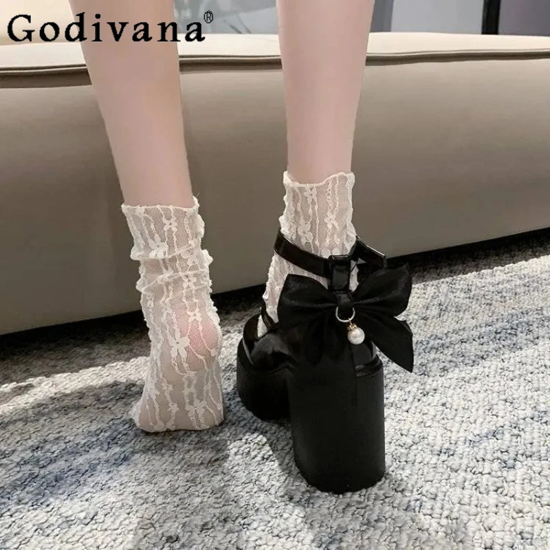 2025 primavera nova doce borboleta sapatos femininos originais lolita uma alça sapatos de salto grosso feminino verão sapatos de salto alto