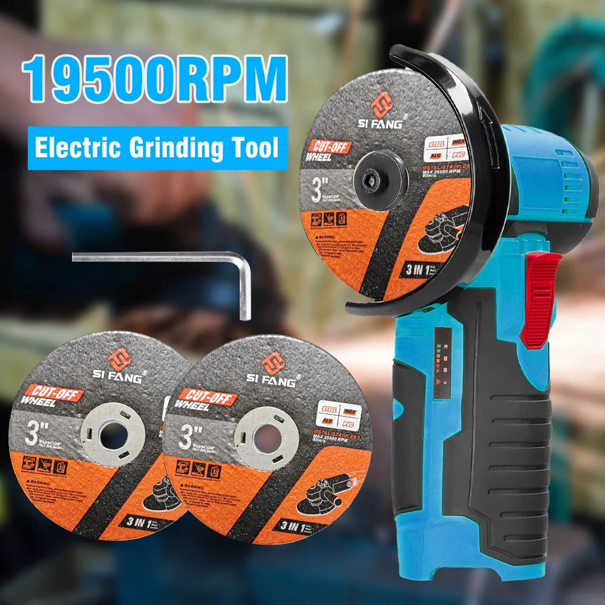 New 12V 19500RPM Cordless Angle Grinder | Diamond Cutting/Polishing/Grinding | Mini Rechargeable Multi-Function Tool | Amabilis