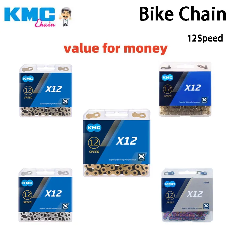 KMC سلسلة الدراجة X12 الذهب الأسود دراجة الطريق الجبلية 12 سرعة 126L سلسلة الدراجة كرانسيت مع وصلة سريعة لأجزاء الدراجات Shimano SRAM