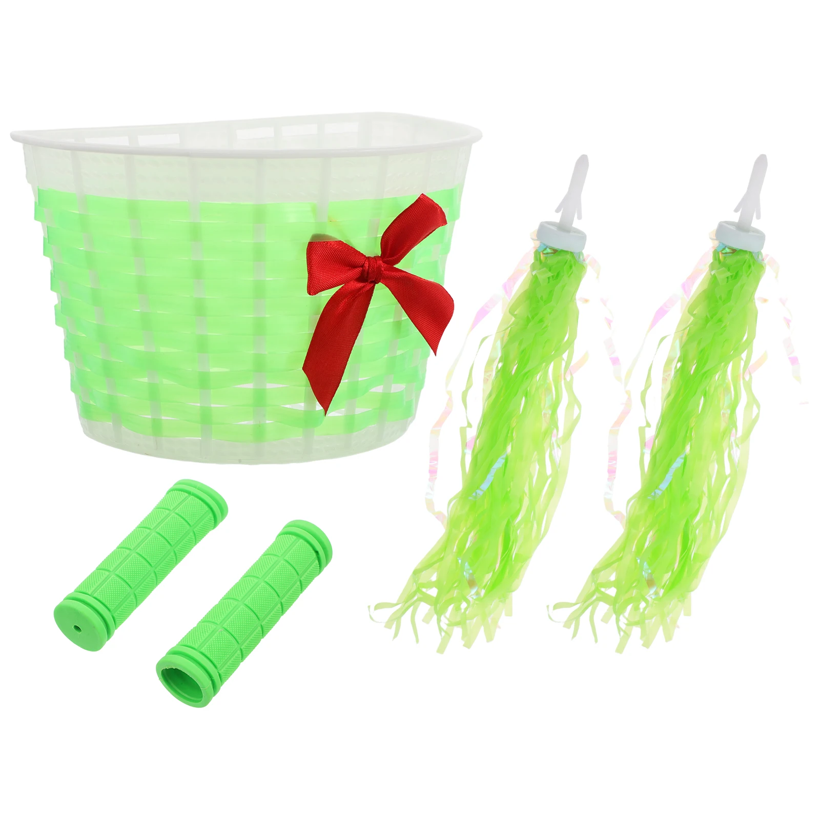 

Bicycle Basket Set Kids Bike Accessories Princess Tassel Streamers Durable PE Material Comfortable Riding Multifunctional Basket