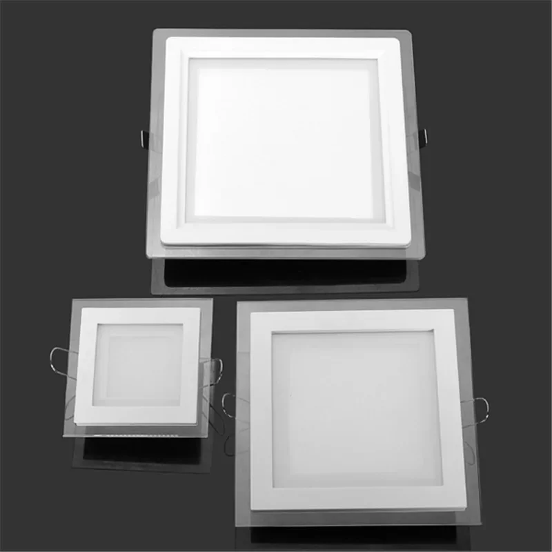 

6W 9W 12W 18W 24W LED Panel Downlight Square Glass Panel Lights Ceiling Recessed Lamps LED Spot Light AC85-265V With adapter